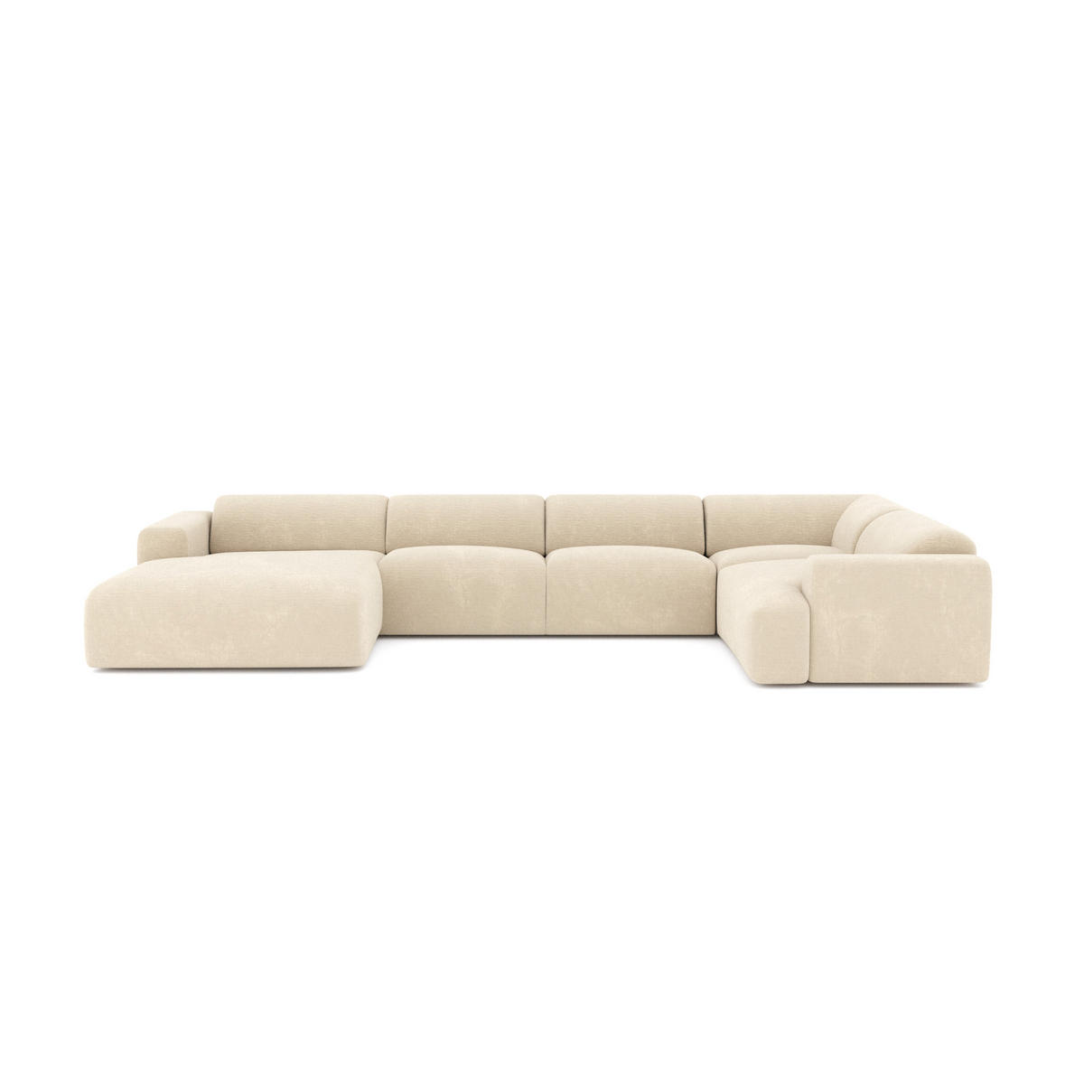 WOHNLANDSCHAFT Texturierter Samt Creme 354cm - Creme, Textil (354/73/164cm) - Sia Home