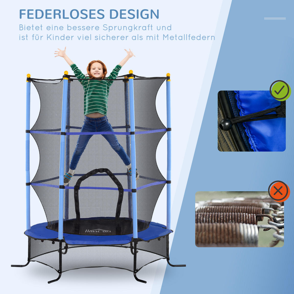 KINDERTRAMPOLIN - Blau, Kunststoff/Metall (163/163cm) - HOMCOM