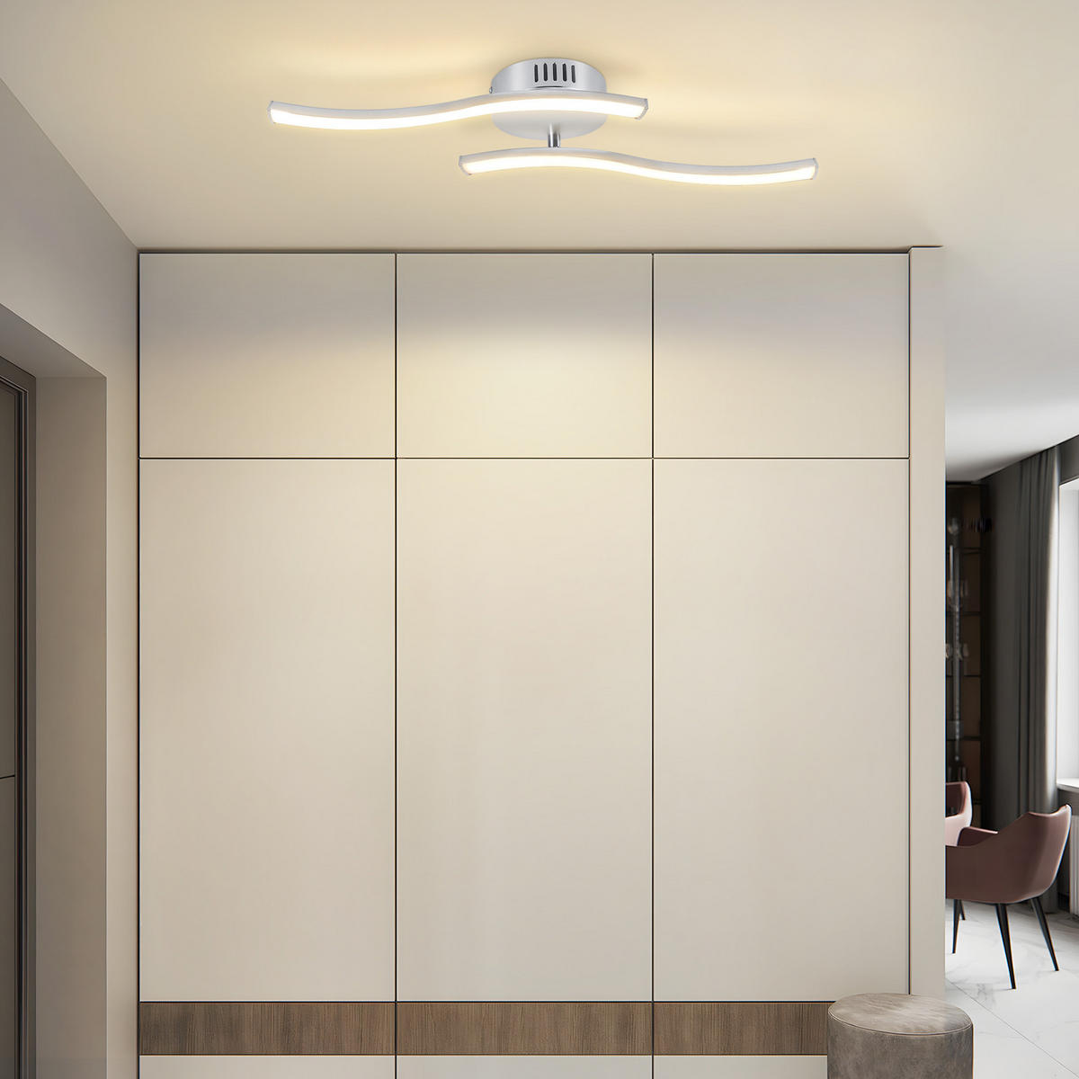 DECKENLEUCHTE Yaralynne 51.5/10/7.3 cm - Silberfarben, Kunststoff (51.5/10/7.3cm) - ZMH