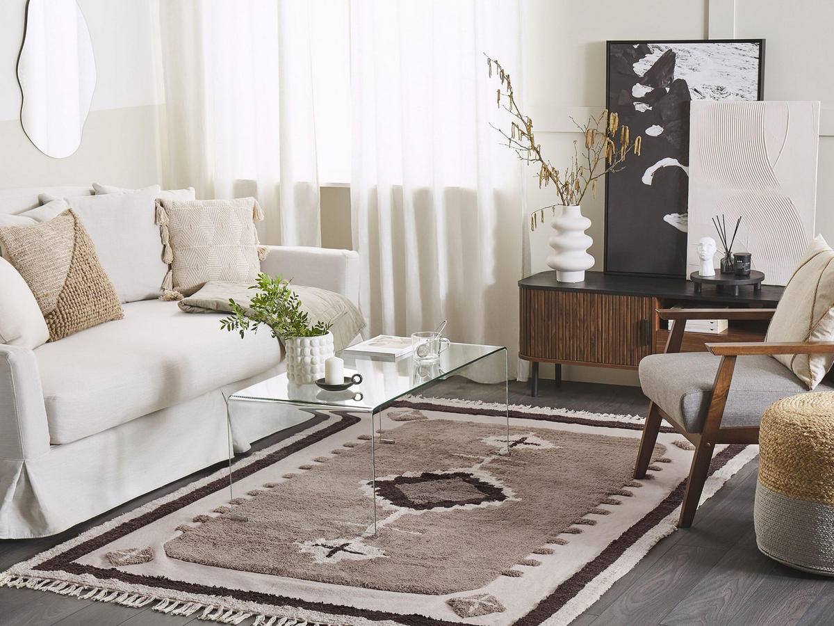 KURZFLOR-TEPPICH Geyve 200/140 cm - Beige, Textil (140/200cm) - Beliani