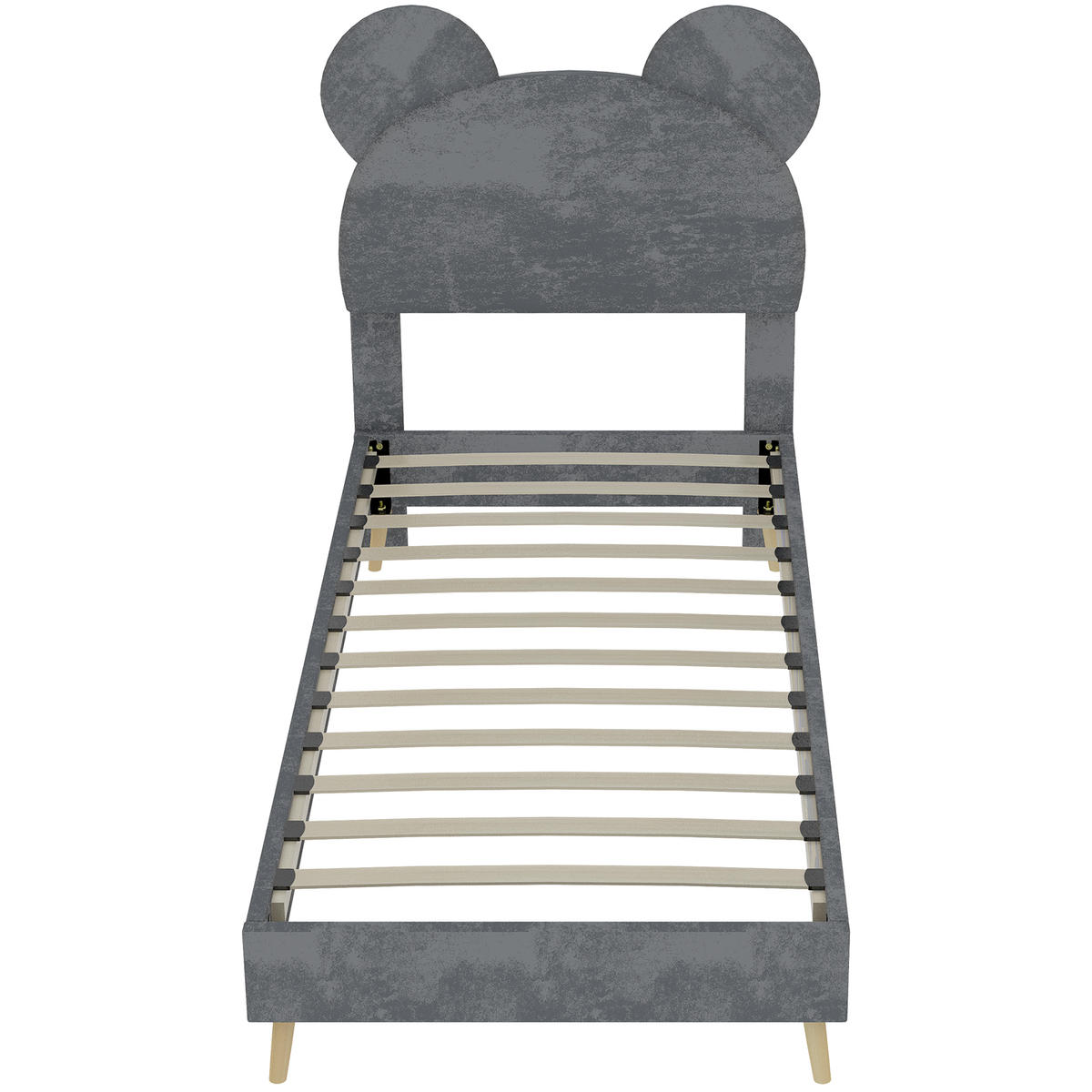 KINDERBETT 90/200 cm DE-35497 mit Bärenohr-Kopfteil Grau - Grau, Metall (90/200cm) - ComfortXL