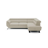 ECKSOFA Raven L mit Schlaffunktion und Bettkasten, Freistehend, Polstersofa mit Verstellbaren Kopfstützen, 257x198x96 cm – Rechte, Beige - Beige, Holz/Textil (256/198cm) - DomoHome