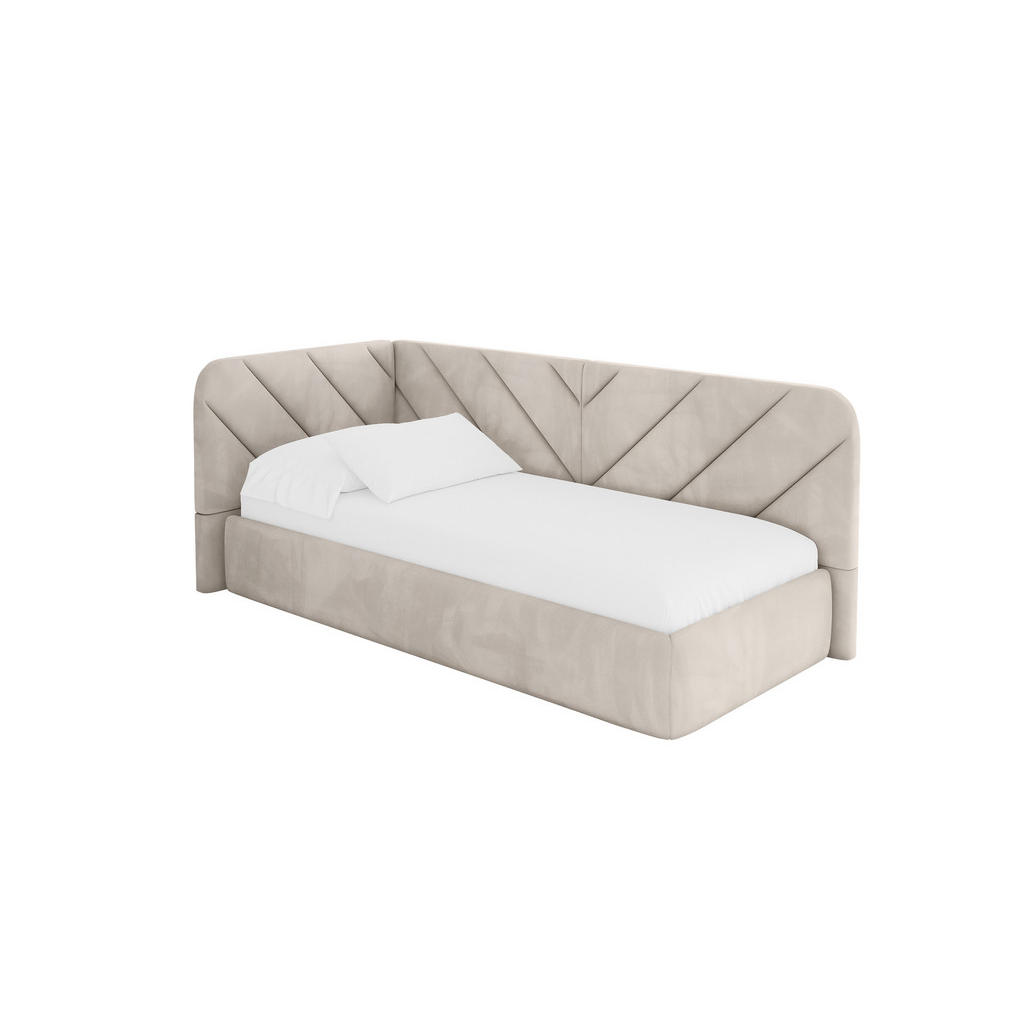 ALTDECOR JEDNOLŮŽKOVÁ POSTEL pro mládež s úložným prostorem a matrací H3/H4, vpravo - FIKY 80x200 béžová