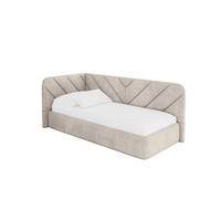 EINZELLBETT Jugendbett mit Bettkasten und Matratze H3/H4, Rechts - FIKY 80x200 Beige - Sandfarben, Holzwerkstoff/Textil (80/200cm) - ALTDECOR