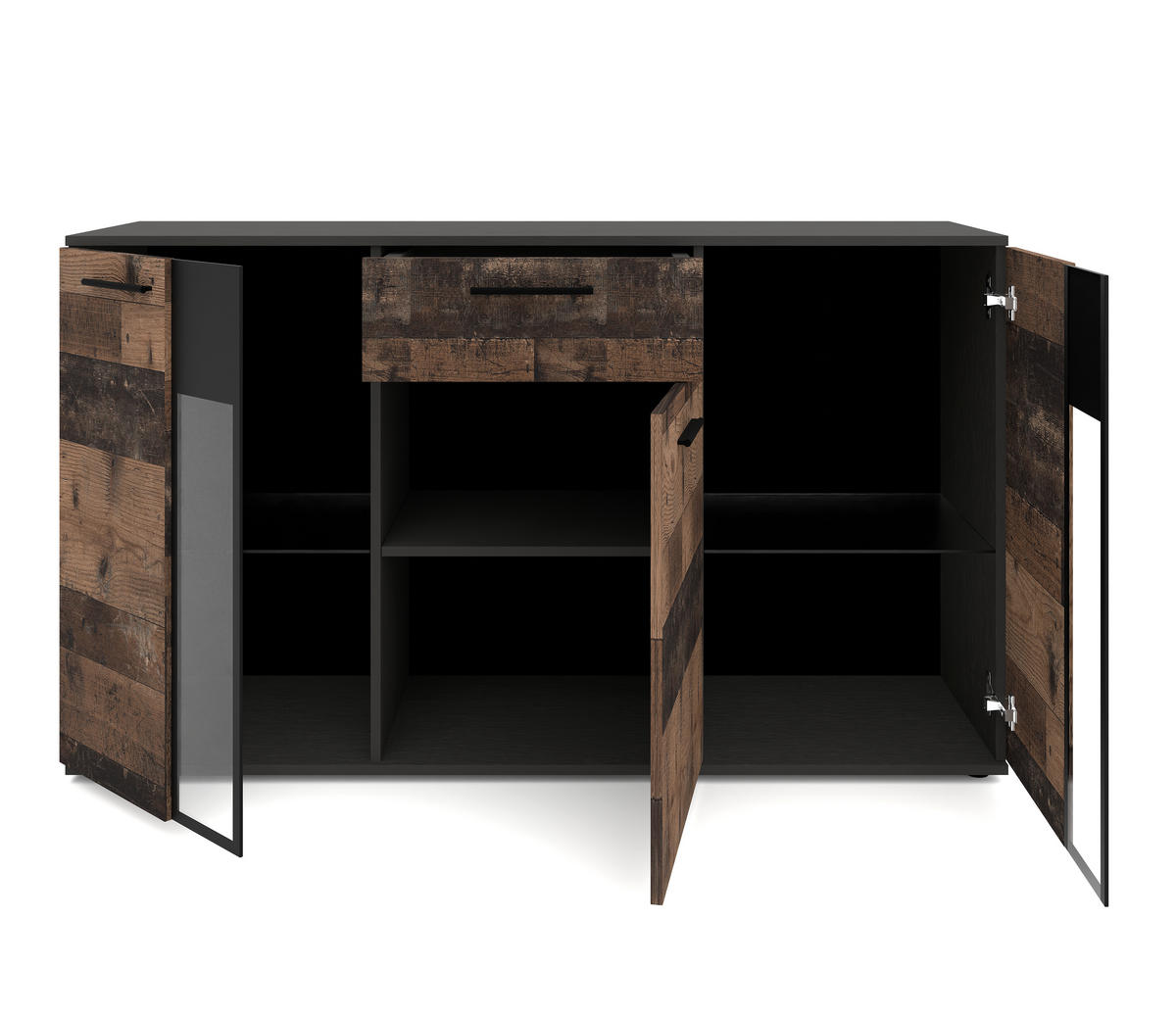 SIDEBOARD Formilo Grau Matera, Oldwood 140,4/80/40,2 cm – Kommode - Braun/Grau, Holzwerkstoff/Kunststoff (140/80/40cm) - AX Living
