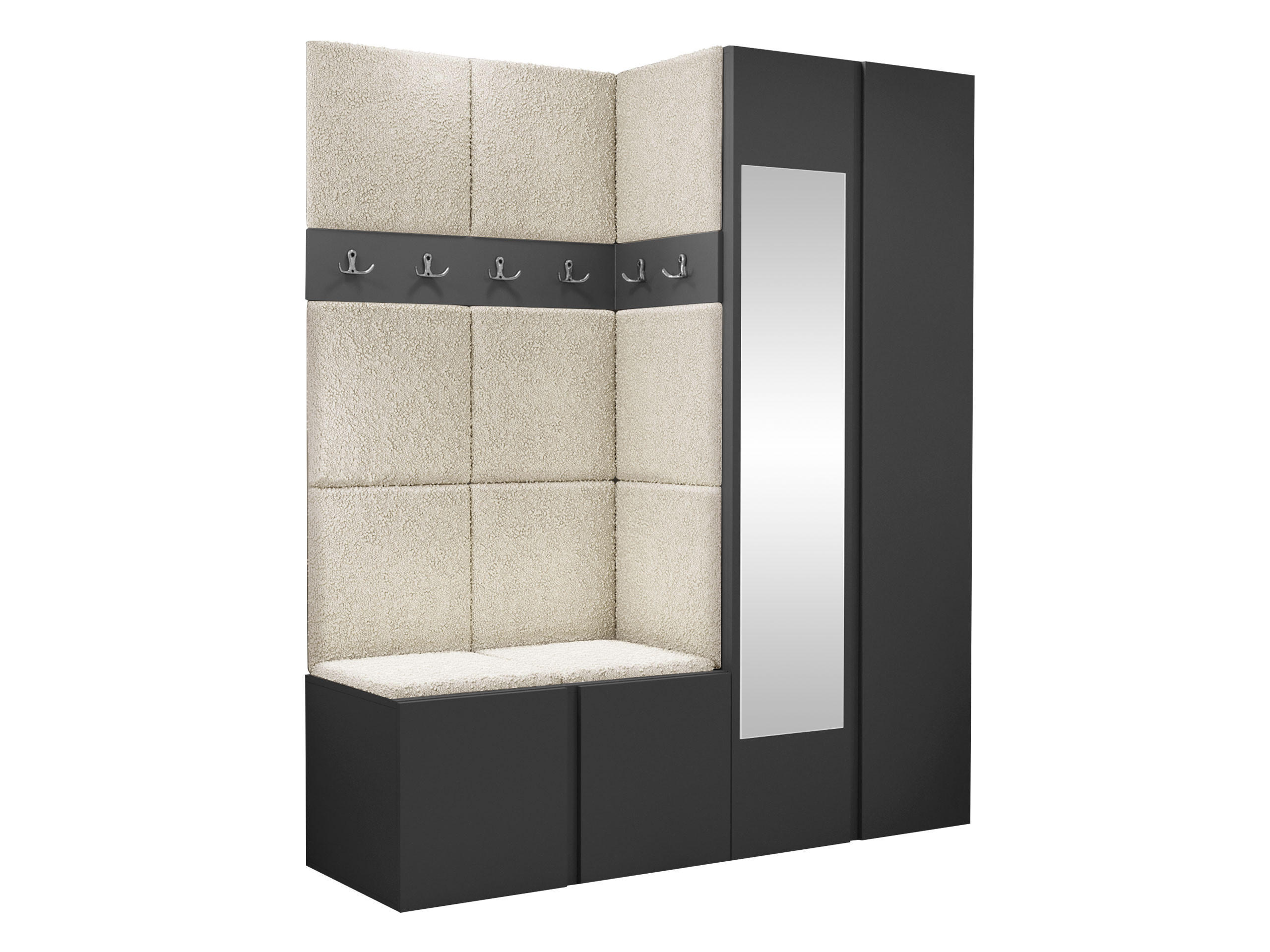GARDEROBEN-SET Orion XII - Creme/Graphitfarben, Holzwerkstoff/Kunststoff (158/186/46cm) - MIRJAN24