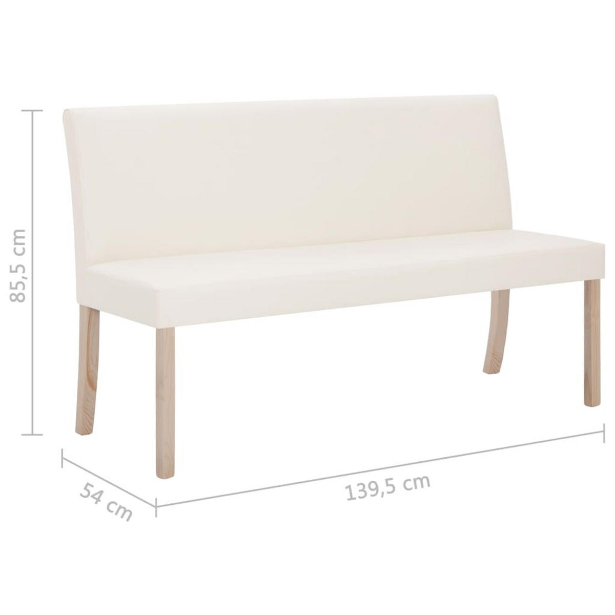 SITZBANK Phil 139,5 cm Cremeweiß Kunstleder - Creme, Leder (139.5/86/50cm) - DELUKE