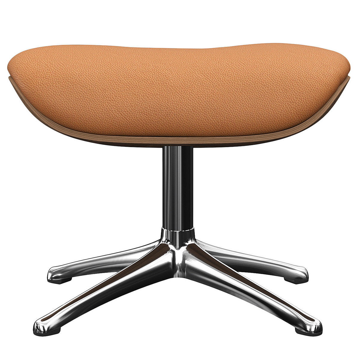 POLSTERHOCKER - Echtleder - Chromfarben/Cognac, Leder/Metall (49/39/44cm) - home24