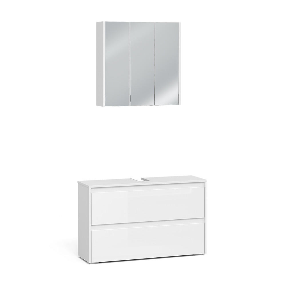 SET MOBILIER BAIE Majest, Alb lucios ridicat/Alb, 2 piese