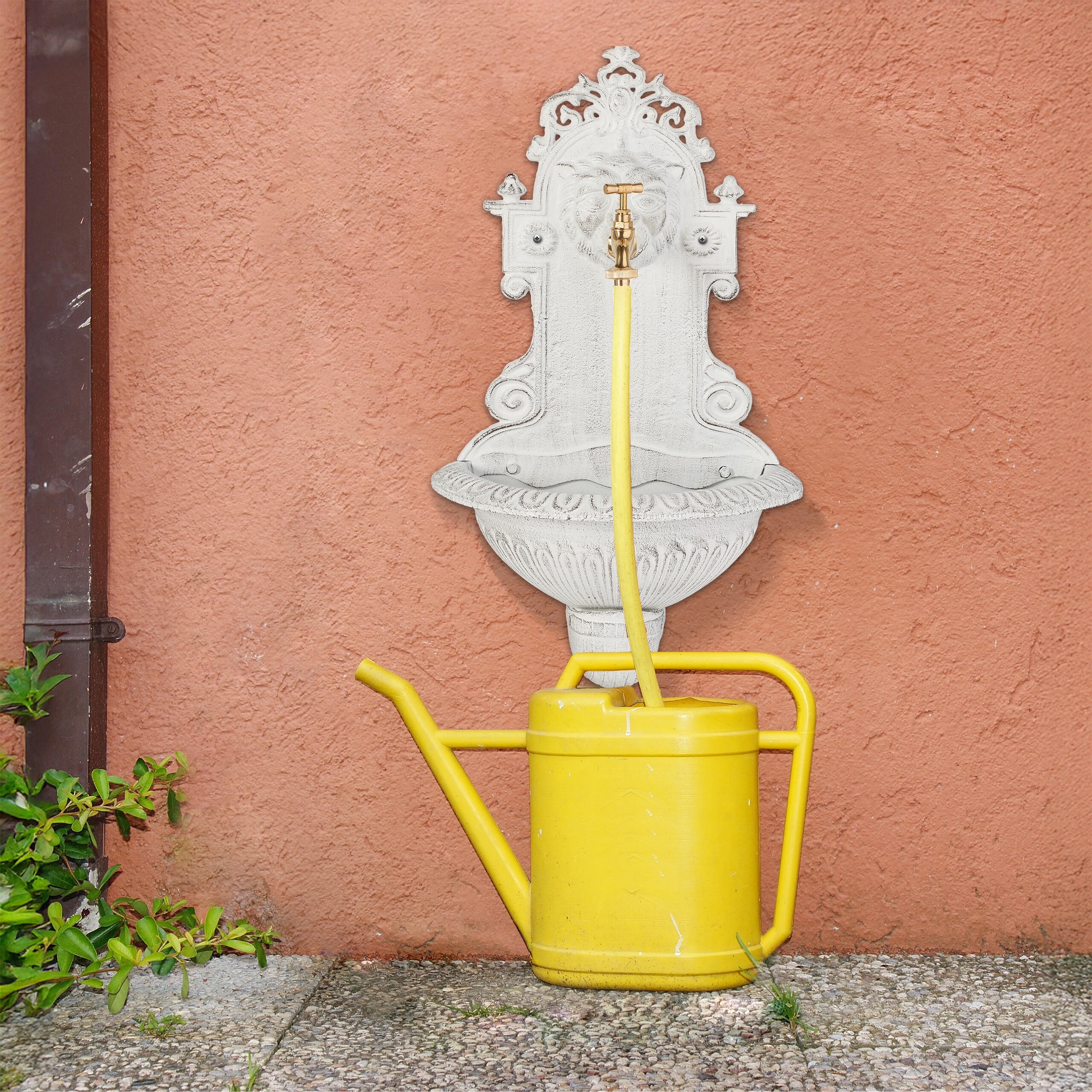 WANDBRUNNEN - Weiß, Metall (18/35/61cm) - Relaxdays
