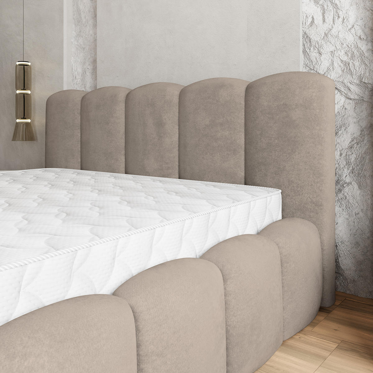 POLSTERBETT FALINA 160x200 cm mit Bettkästen - Beige - Beige, Holz (160/200cm) - MASSENO