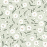 VLIESTAPETE Eden Blumen 50 cm x 10 m grüner Hintergrund - Salbeigrün/Hellgrün, Papier (50/1000cm) - Lilipinso