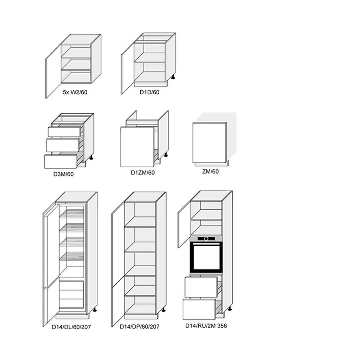 KÜCHENZEILE MIT KÜCHENBLOCK Bonn Weiß Matt 14-teilig - Weiß, Holzwerkstoff/Metall (480/207/59cm) - Feldmann-Wohnen