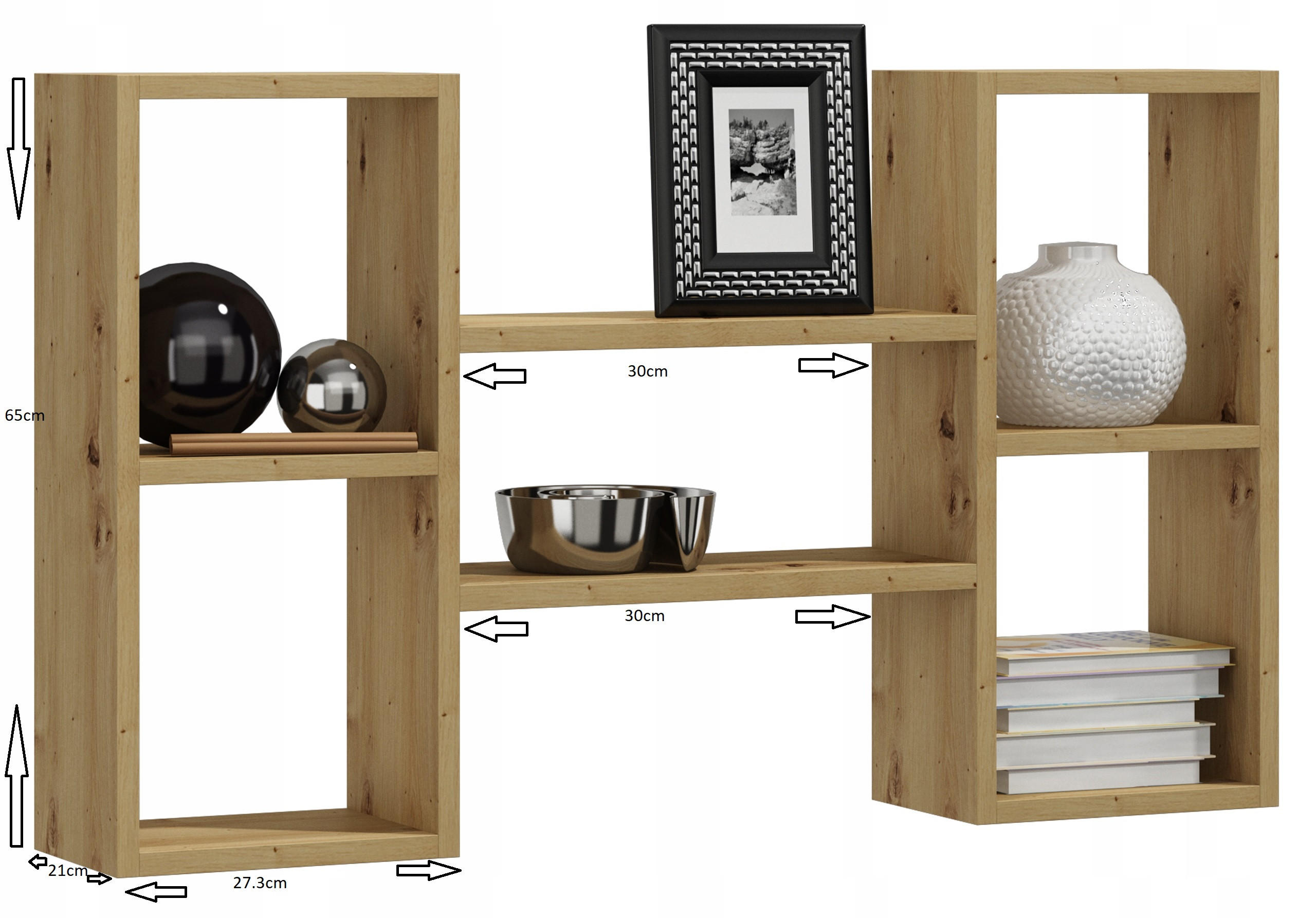 Thumbnail - Matkam Möbel Wandregal, Eiche Artisan, Holzwerkstoff, 92x65x21 cm, Wohnzimmer, Regale, Wandregale