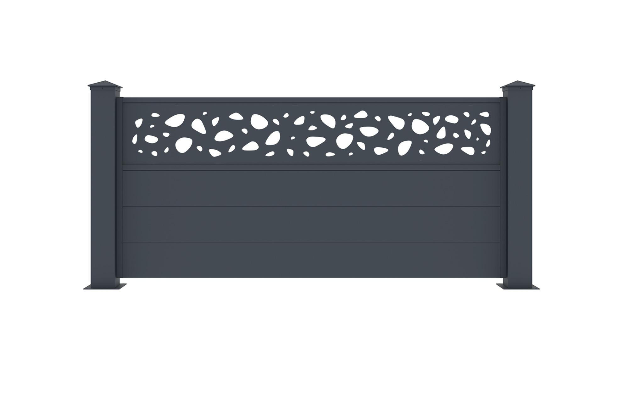 VORGARTENZAUN 2er-Set Sunny grau 1,9m H.90cm aluminium - Grau, Metall (310/89cm) - Casanoov