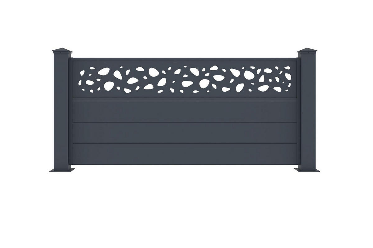 VORGARTENZAUN 2er-Set Sunny grau 1,9m H.90cm aluminium - Grau, Metall (310/89cm) - Casanoov