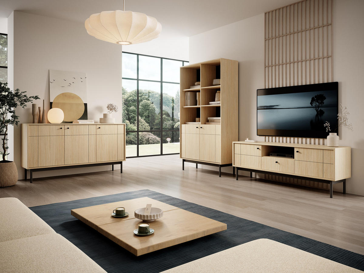 SIDEBOARD Cypressa 2T Braun 104/83/39 cm – mit Beinen auf Gestell - Schwarz/Braun, Holzwerkstoff (104/83/39cm) - AX Living