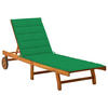 SONNENLIEGE mit Auflage Akazie Massivholz - Grün, Holz (59/76/200cm) - furnicato