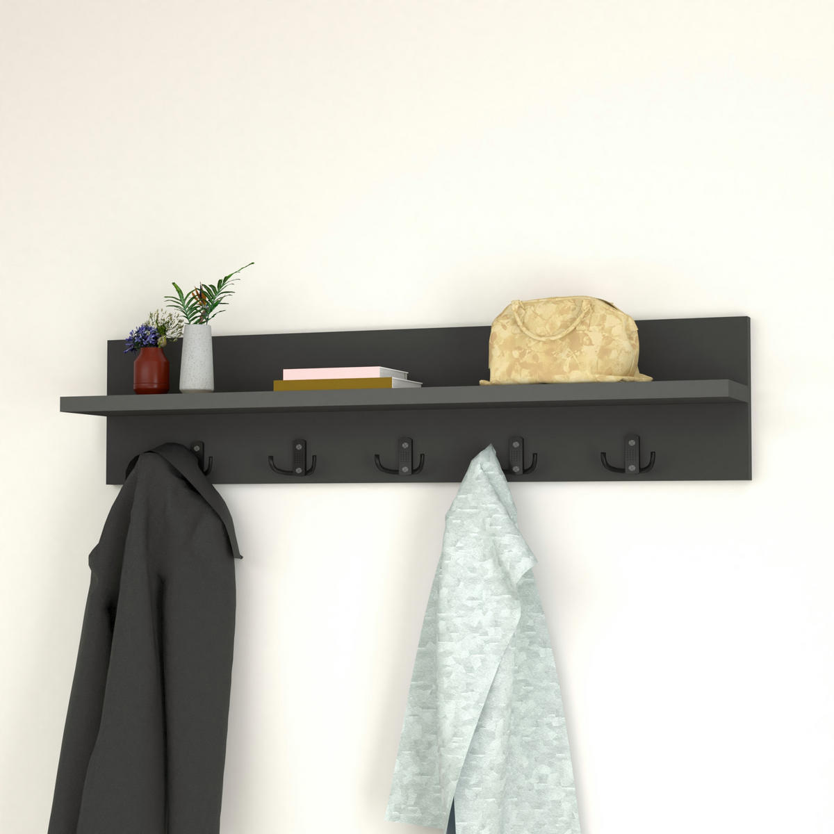 WANDGARDEROBE Hammarö - Anthrazit, Holzwerkstoff (80/18/13cm) - [en.casa]
