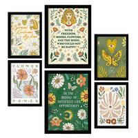 POSTER Set Mit 6 Drucken Mit Freundlichkeit In Der Brillanten Groovy Dekorative Rahmen Für Ihr Zuhause Wandkunstdruck A3 & A4 Schwarzer Rahmen - Schwarz, Papier (29/3cm) - Nacnic