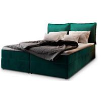 POSTEL BOXSPRING LENTE 160x200 cm, s matrací a úložným prostorem, tmavě zelená - tmavě zelená, kompozitní dřevo/textil (160/200cm) - MASSENO