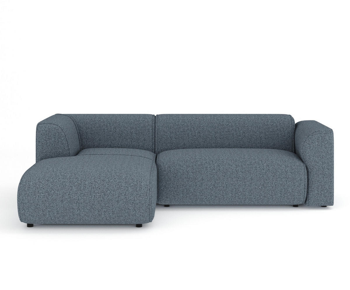 ECKSOFA Melani Denimblau Webstoff - Schwarz/Dunkelblau, Holz/Holzwerkstoff (253/153cm) - Maison de Reve