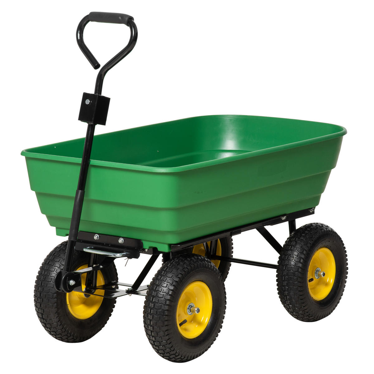 GARTENWAGEN DE-17573 125 L Kippmulde, 200 kg, 4 Luftreifen Gelb/Grün - Grün, Kunststoff (58/102/118cm) - ComfortXL
