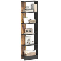 BÜCHERREGAL,5-STÖCKIG 45x21x170cm,braun-schwarz - Braun, Holzwerkstoff (45/170/21cm) - Vallsero