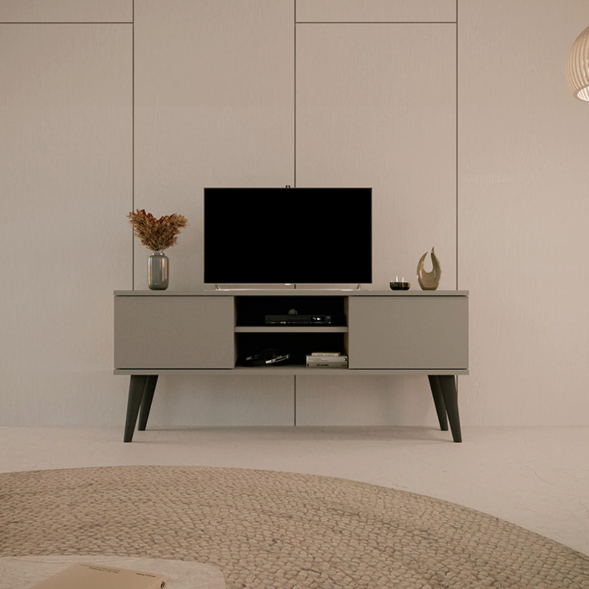 TV STOLÍK Toronto Sivá - sivá, kompozitné drevo (120/35/55cm) - Petits-meubles