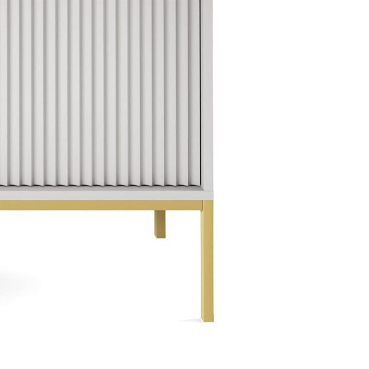 KOMMODE NOVA - KSZ154, Geriffelte Fronten, goldene Griffe 154x39x83 cm Grau - Goldfarben/Graphitfarben, Holzwerkstoff/Kunststoff (154/83/39cm) - DomoHome
