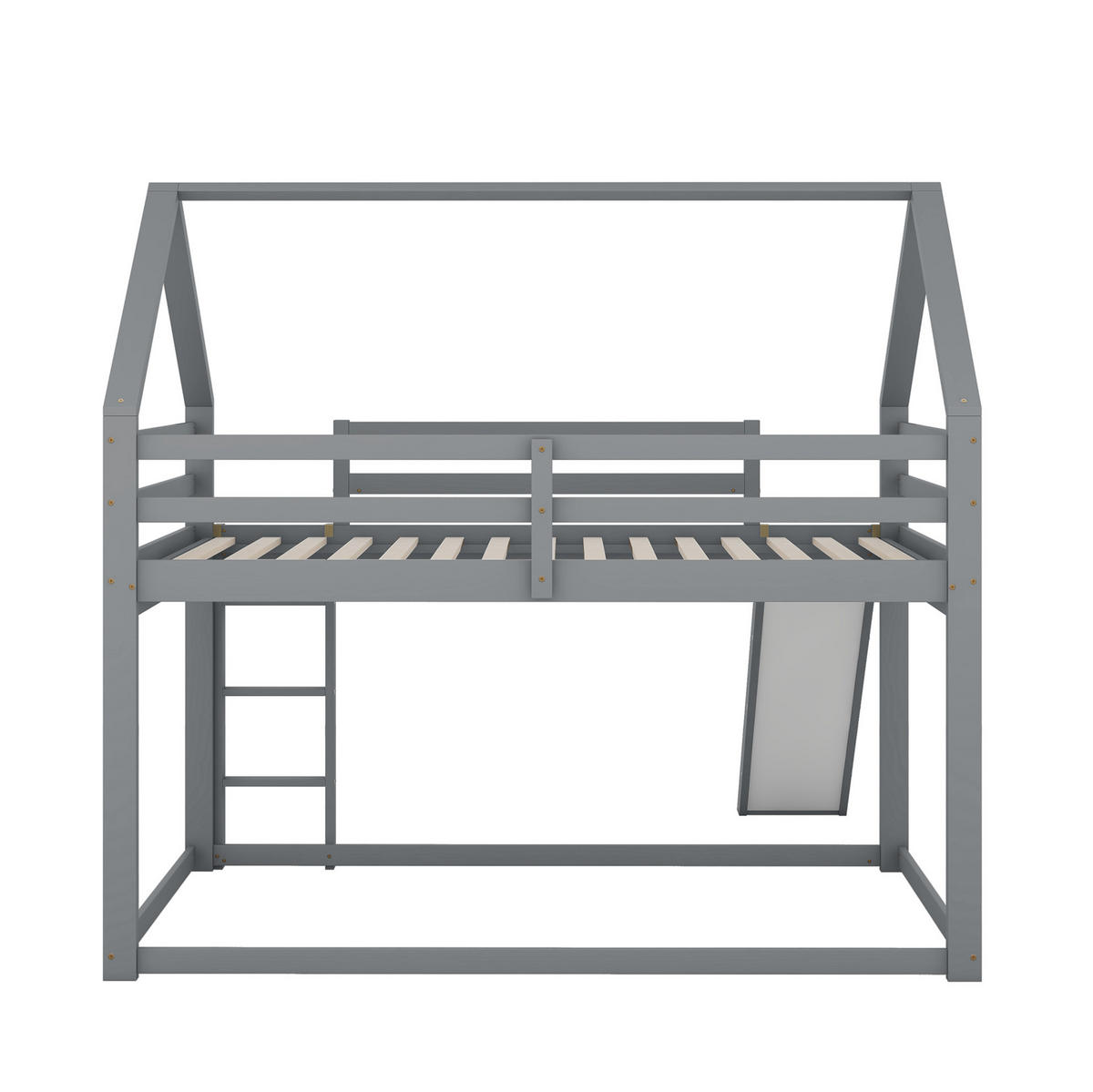 ETAGENBETT 140/200 cm Grau mit Rutsche und Leiter für Kinderzimmer - Grau, Holz (140/200cm) - OKWISH
