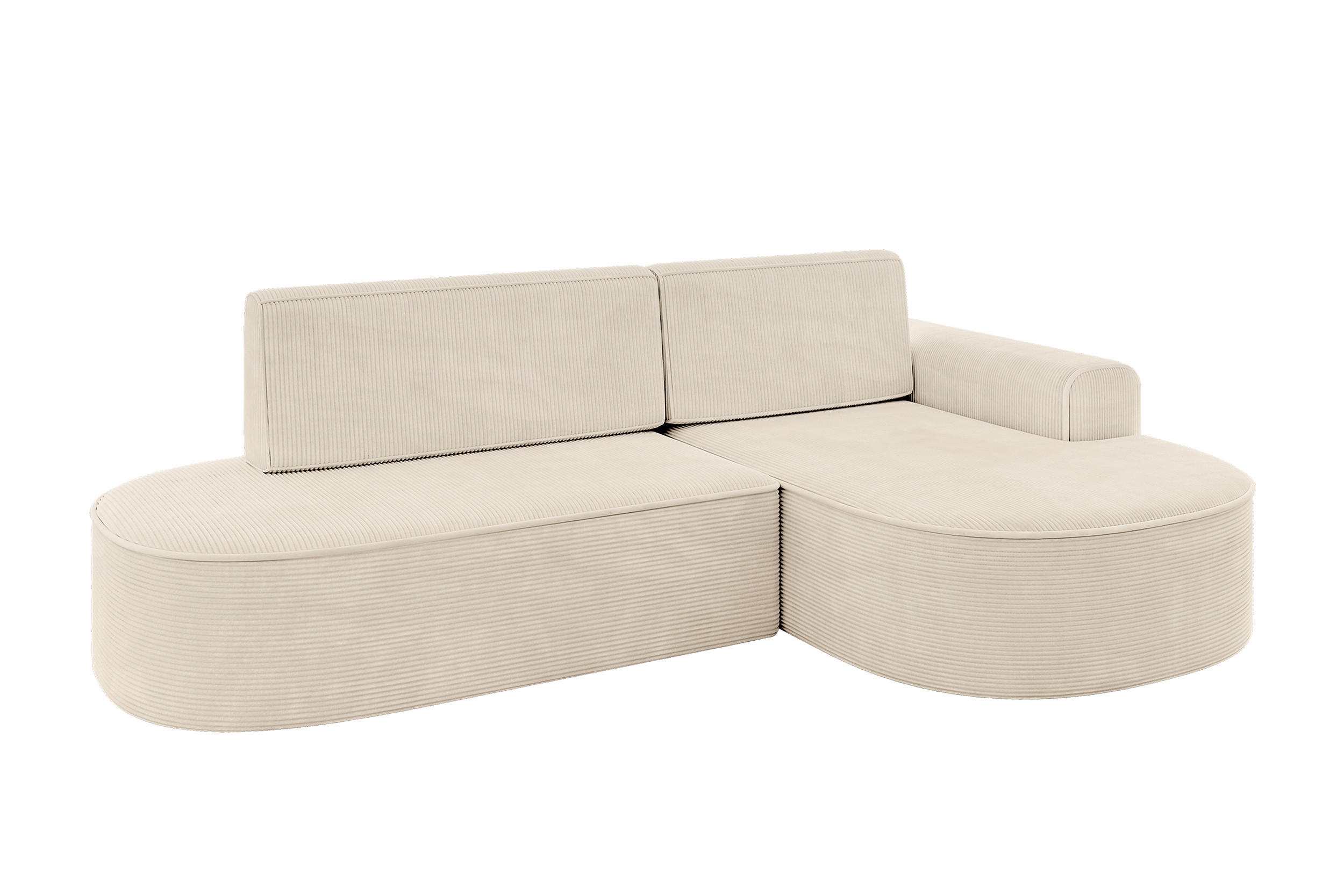 ECKSOFA mit Schlaffunktion und Bettkasten Ottomane Rechts MARI-L1-S - 283x167x85 cm Beige Cord - Cognac/Schwarz, Holzwerkstoff/Kunststoff (167/283cm) - ALTDECOR