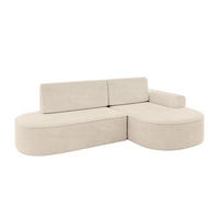 ECKSOFA mit Schlaffunktion und Bettkasten Ottomane Rechts MARI-L1-S - 283x167x85 cm Beige Cord - Cognac/Schwarz, Holzwerkstoff/Kunststoff (167/283cm) - ALTDECOR