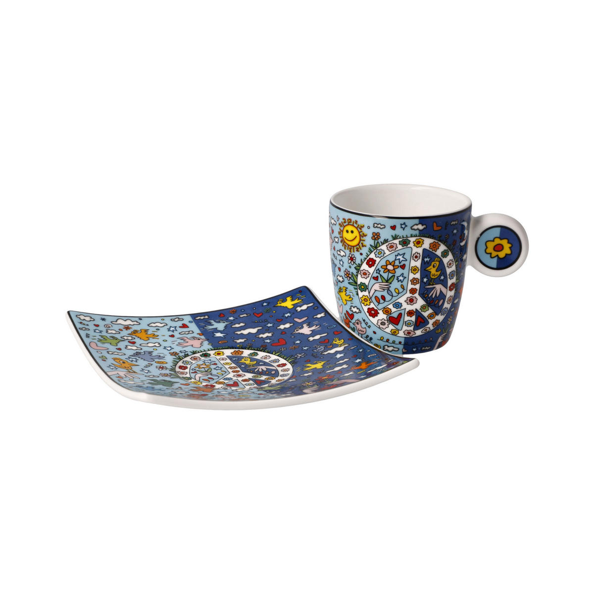 ESPRESSOTASSE James Rizzi - Give Peace a Chance, Fine Bone China, Bunt, 0.1 L - Multicolor, Keramik (0.1L) - Goebel