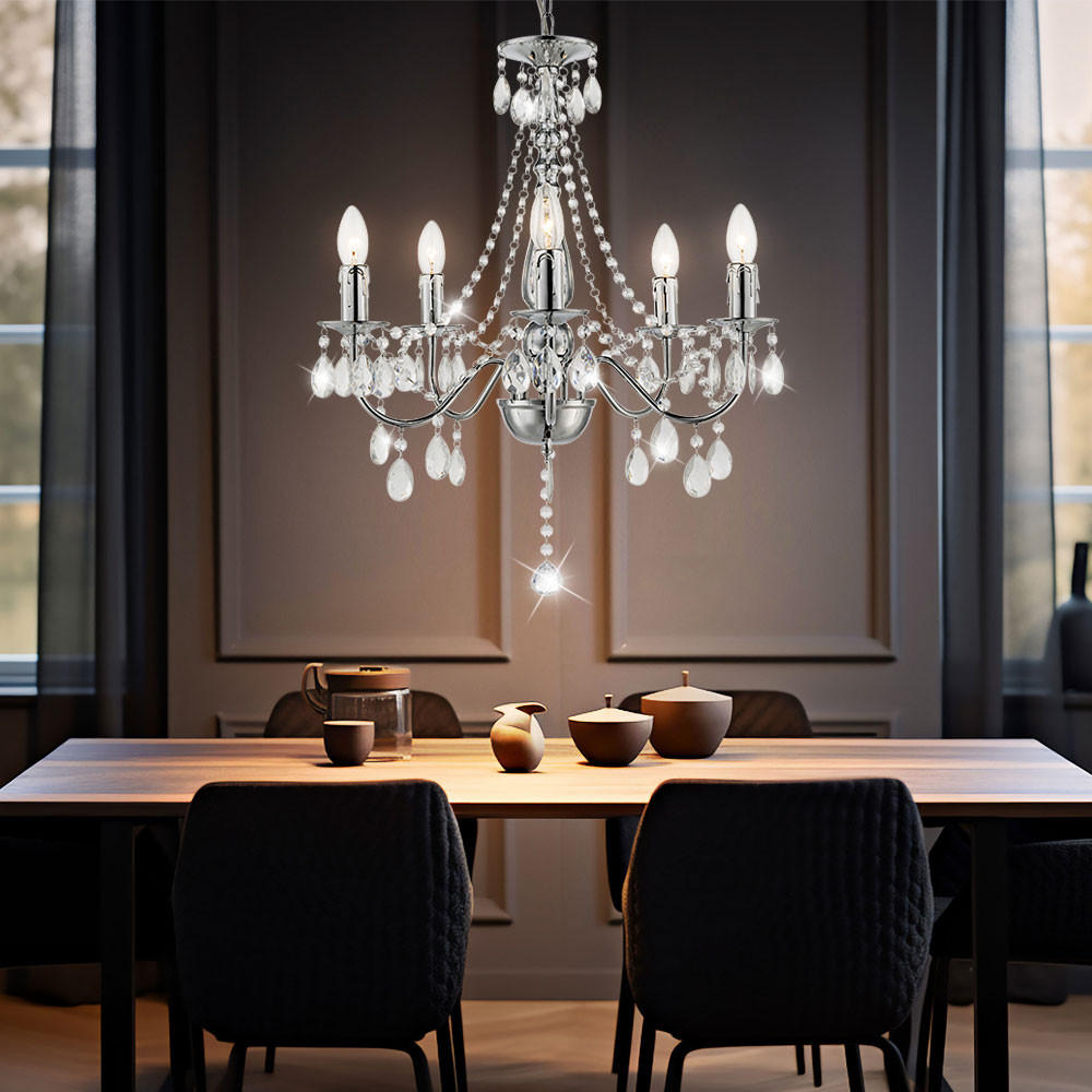KRONLEUCHTER WILLIAM Silber Kristalloptik - Silberfarben, Metall (51/51/143cm) - Globo Lighting
