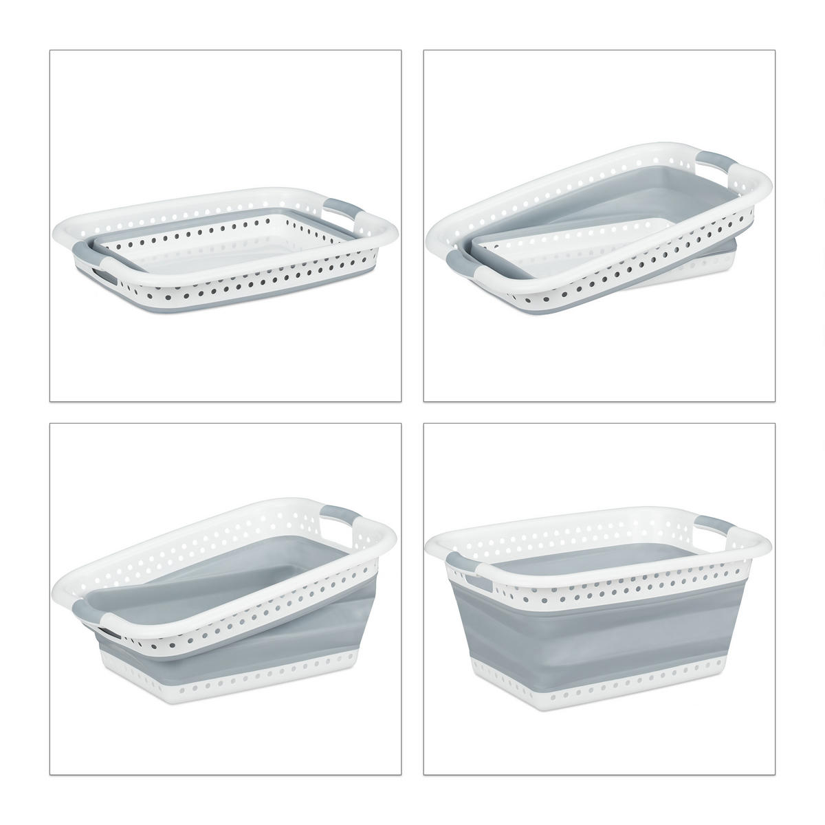 KÔŠ na prádlo - sivá, plast (61/27/45.5cm) - Relaxdays