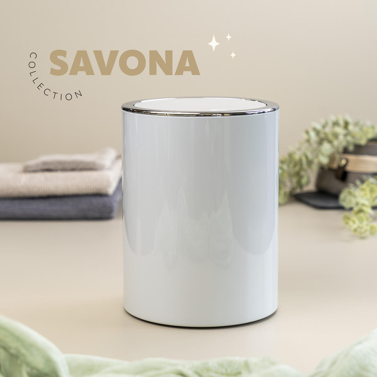 KOSMETIKEIMER SAVONA 5,5 Liter, grau - Hellgrau, Kunststoff (19/24.5/19cm) - bremermann