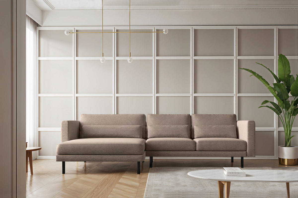 ECKSOFA L-form Dani Stoff Verita Warmbeige Links - Beige, Holz (281/174cm) - Kaiser Möbel