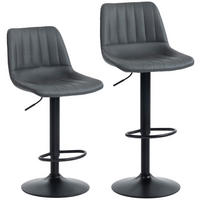 BARHOCKER 2er-Set 91-111 cm Höhenverstellbarer mit Fußring - Dunkelgrau/Schwarz, Kunststoff/Textil (49.5/111/43cm) - HOMCOM