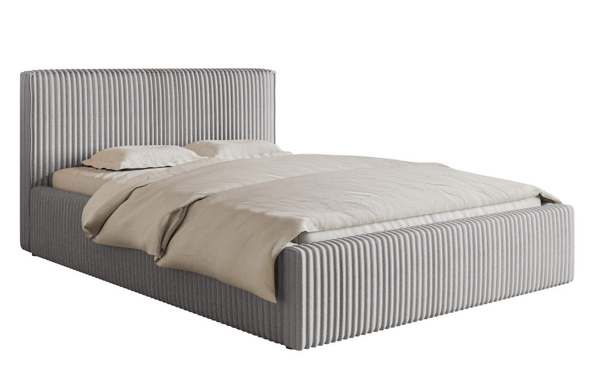 POLSTERBETT Tilio Hellgrau Cordbezug 140 cm - Hellgrau/Schwarz, Kunststoff/Textil (140/200cm) - Selsey