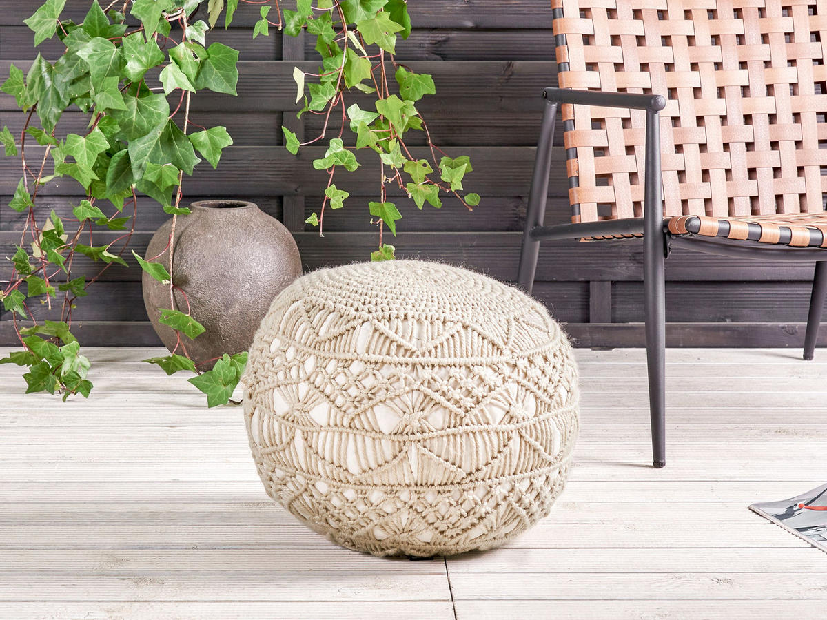POUF Beige Aadhi - Beige, Kunststoff (50/30/50cm) - Beliani