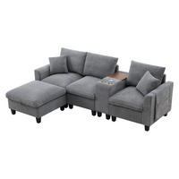 ECKSOFA DE-33249 mit Konsole und USB Grau - Grau, Holzwerkstoff (229/149.5cm) - ComfortXL