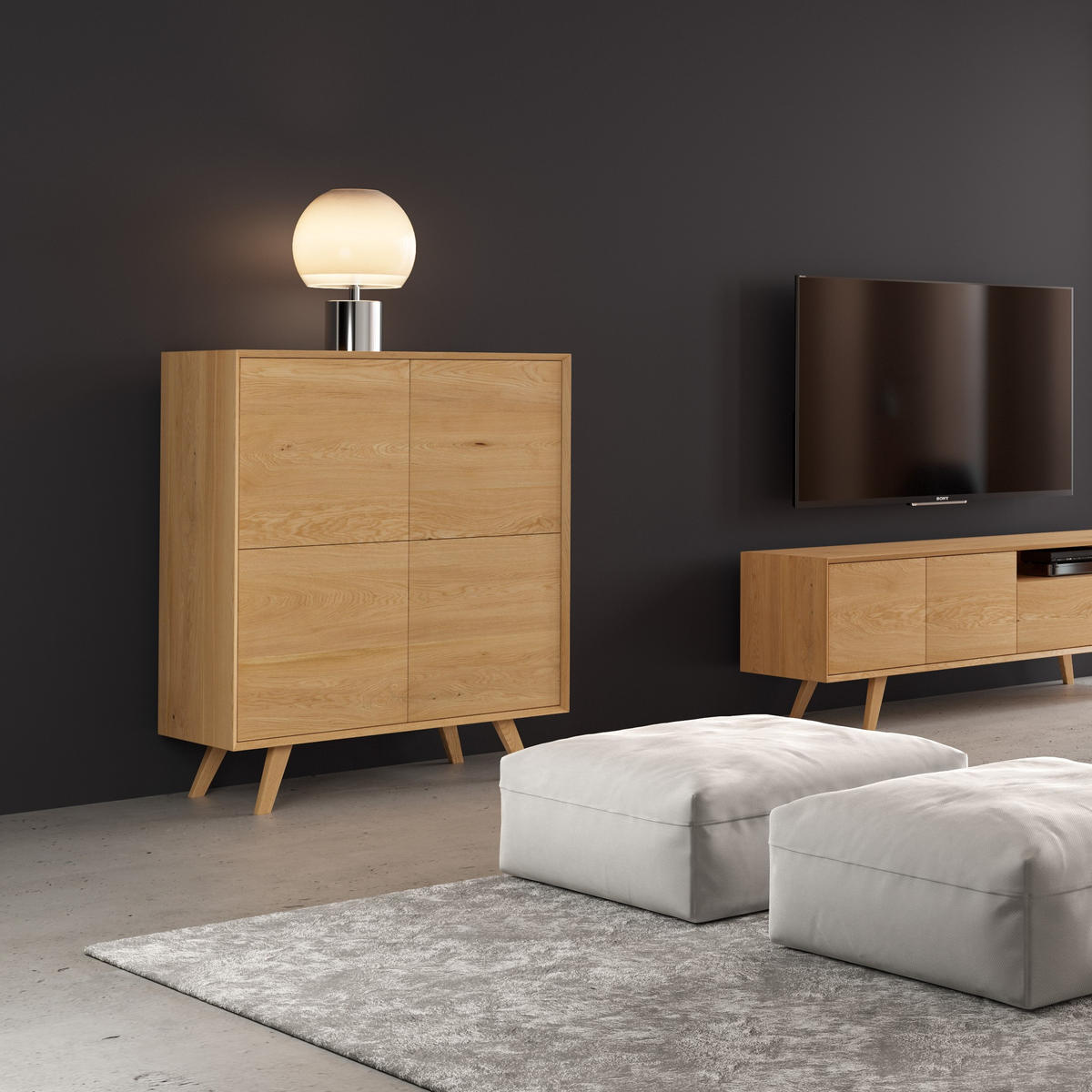 REGAL Quatro aus massivem Eichenholz - Eichefarben/Naturfarben, Holz (120/140/50cm) - Danzz