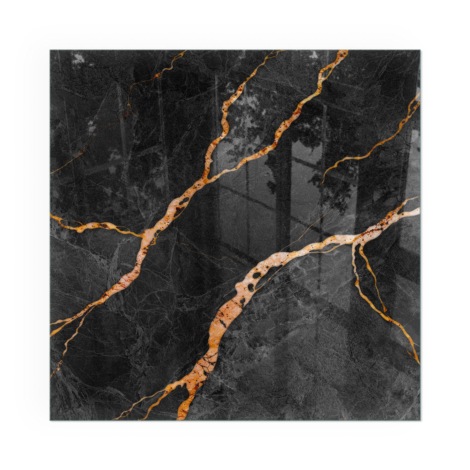 GLASPLATTE für Kamin 60x60 cm - Schwarz, Glas (60/60/0.4cm) - TULUP