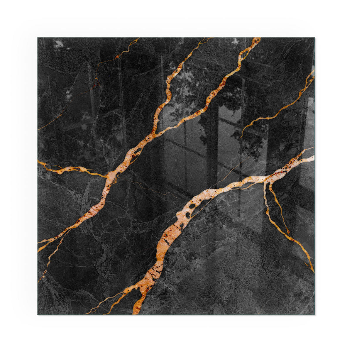 GLASPLATTE für Kamin 60x60 cm - Schwarz, Glas (60/60/0.4cm) - TULUP