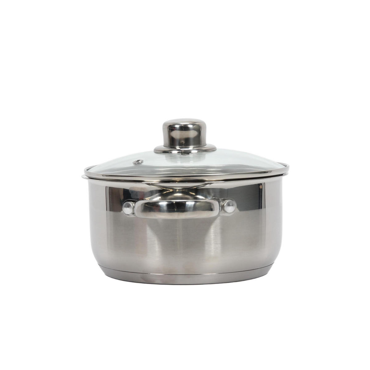 STAHLTOPF mit Glasdeckel 2 l - Silberfarben, Metall (20cm)