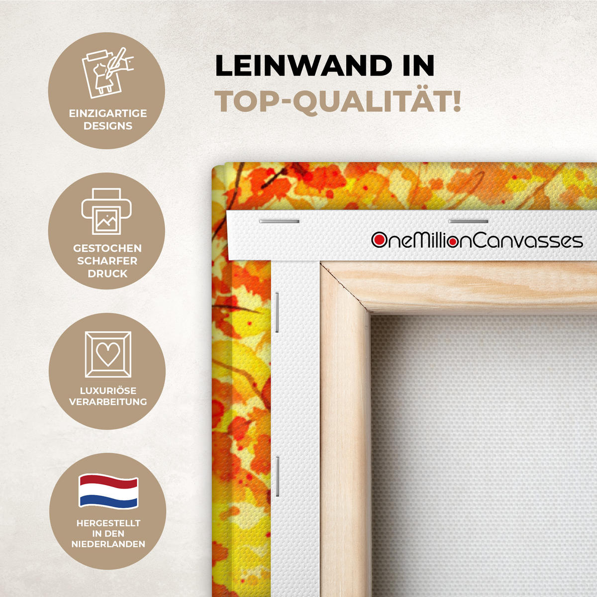 SLIKA NA PLATNU Jeleni 90x90 cm - oranžna, tekstil (90/90cm) - MuchoWow