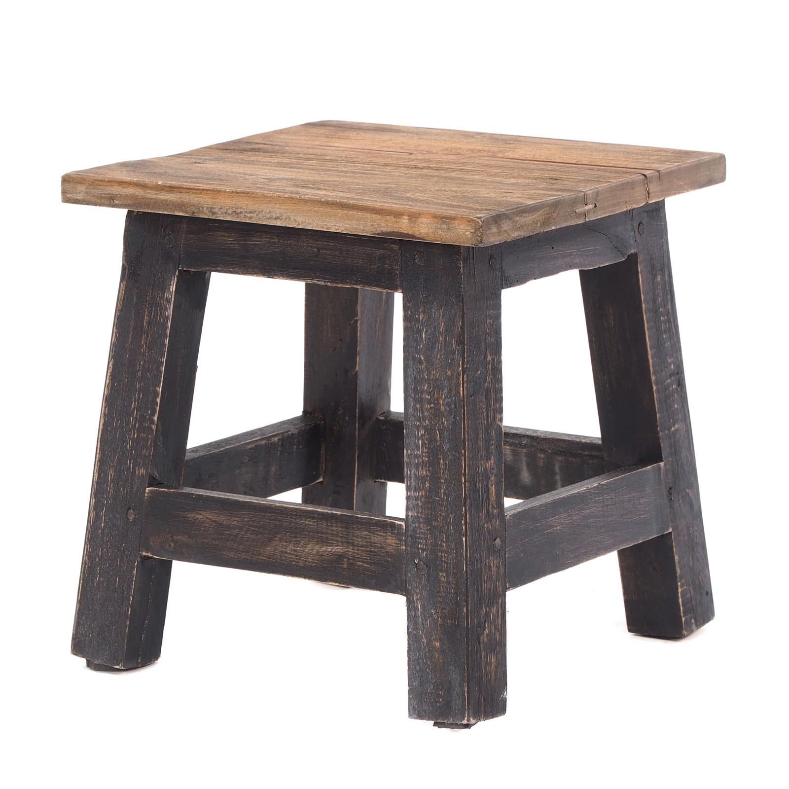 FUSSHOCKER PALO Mahagoni Recyclingholz 04 schwarz-natur - Graubraun, Holz (26/27/26cm) - DESIGN DELIGHTS