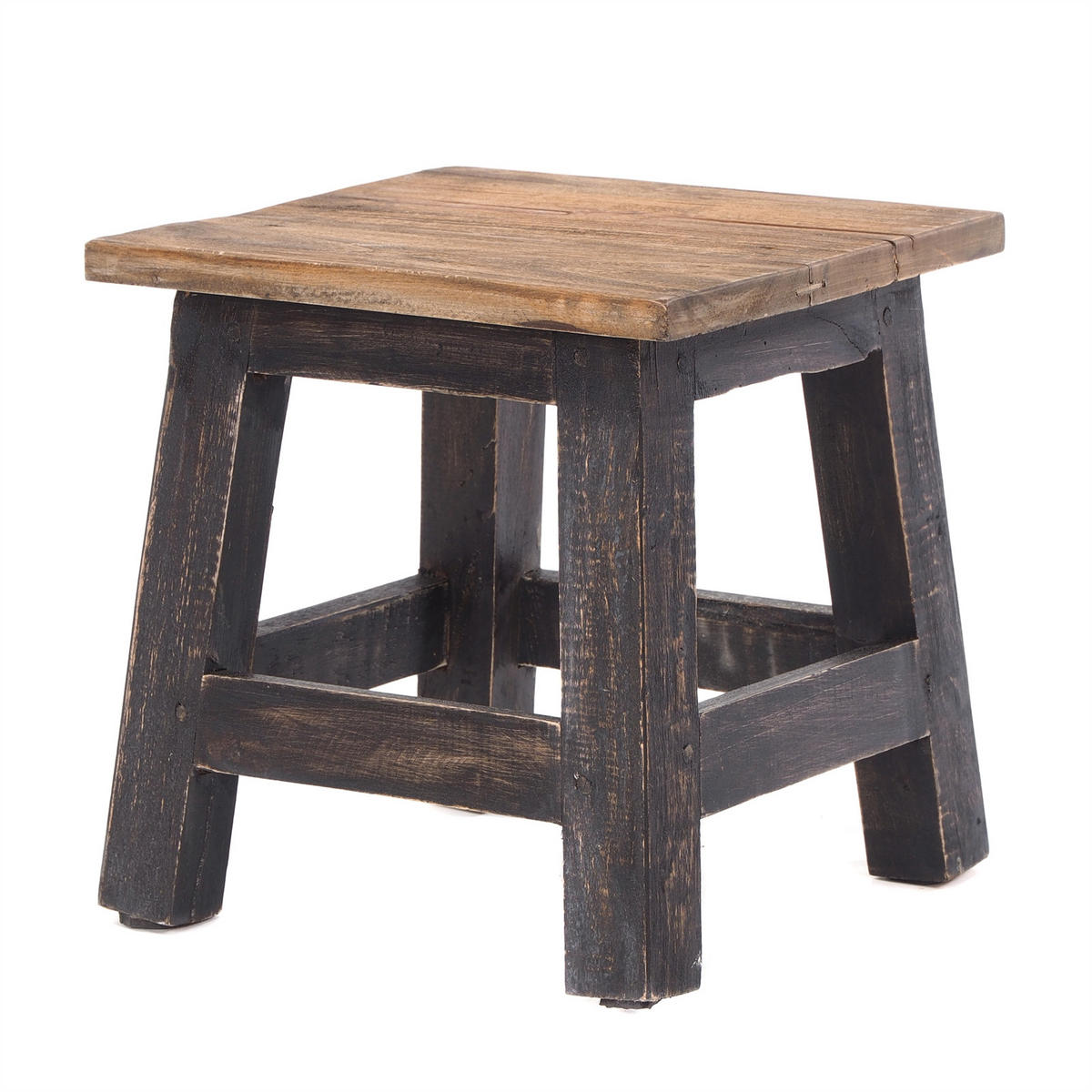 FUSSHOCKER PALO Mahagoni Recyclingholz 04 schwarz-natur - Graubraun, Holz (26/27/26cm) - DESIGN DELIGHTS