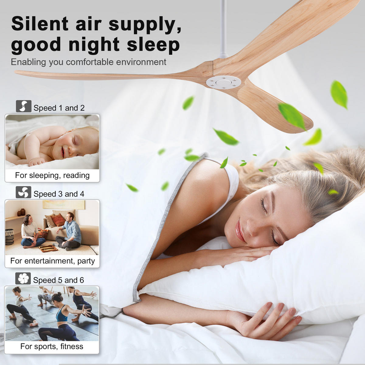DECKENVENTILATOR 72Zoll Holz Ohne Licht Extra Groß Terrasse - Weiß, Kunststoff (183/183/32cm) - CASIVA